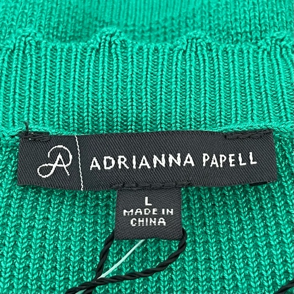 Adrianna Papell Cardigan Sweater Scallop Trims Gold Buttons Faux Front Pockets - Picture 6 of 13